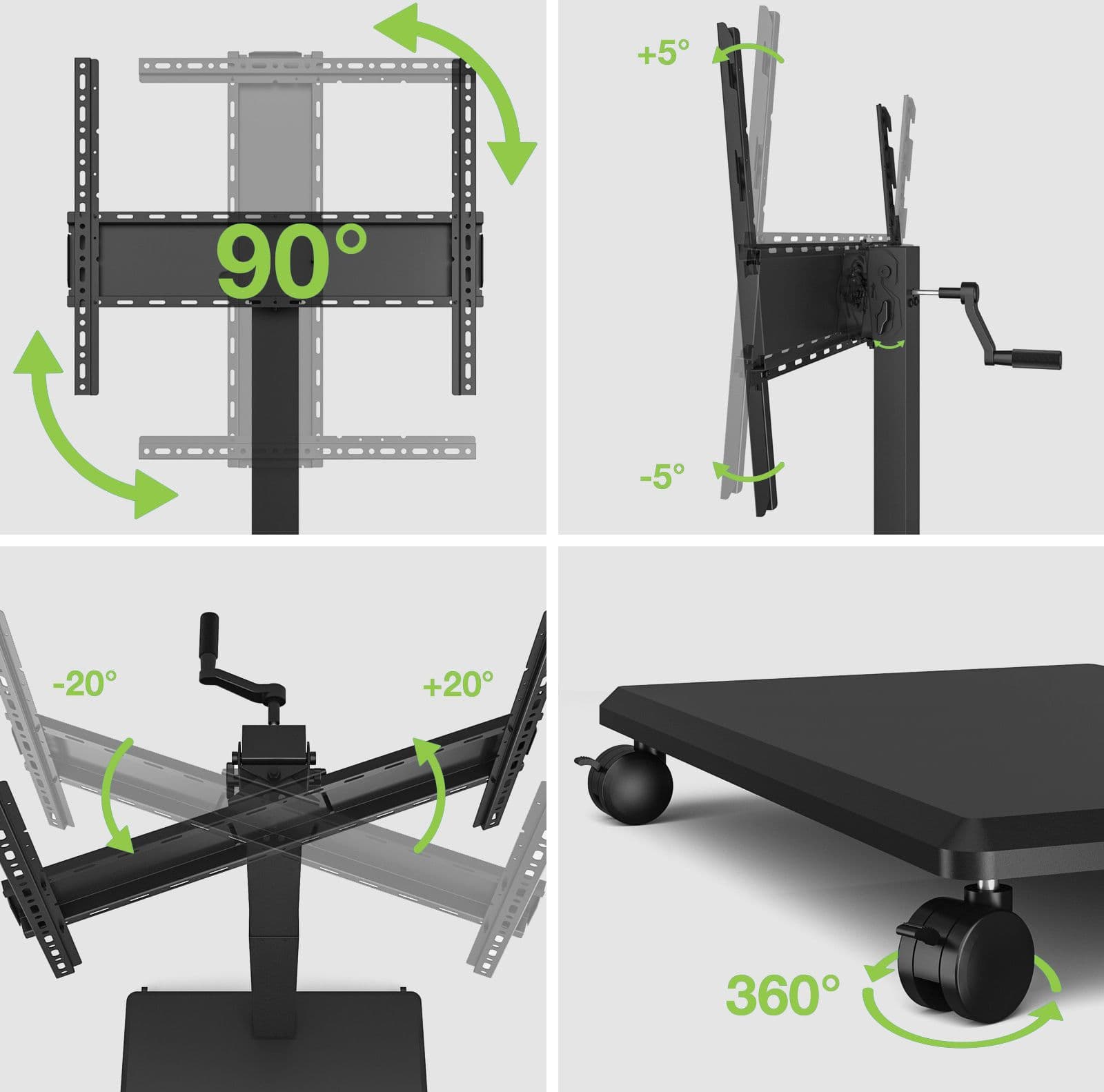 Supporto da Pavimento per TV da 42'' a 75'' con Regolazione Orizzontale o Verticale Nero - 7