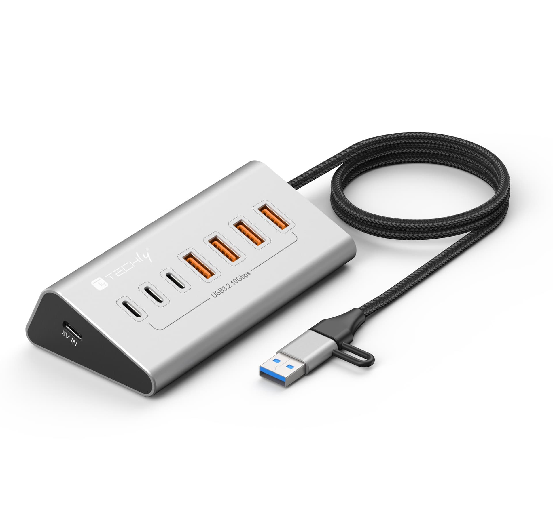 Hub USB 3.2 Gen2 a 4 porte USB-A, 3p USB-C&trade in Metallo - 7