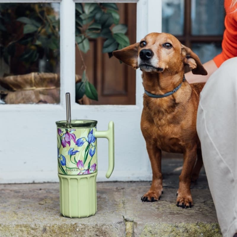 Quokka Umi – Stainless Steel Thermal Mug 720 ml with Straw and Silicone Base (Green Tea) - 3