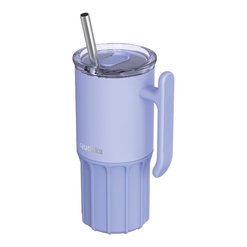 Quokka Umi - Tazza termica in acciaio inox da 720 ml con cannuccia e base in silicone (lavanda)