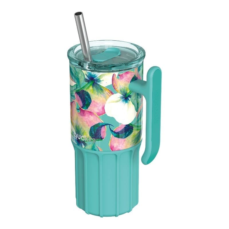 Quokka Umi - Tazza termica in acciaio inox da 720 ml con cannuccia e sottobicchiere in silicone (Waterfall Garden) - 4