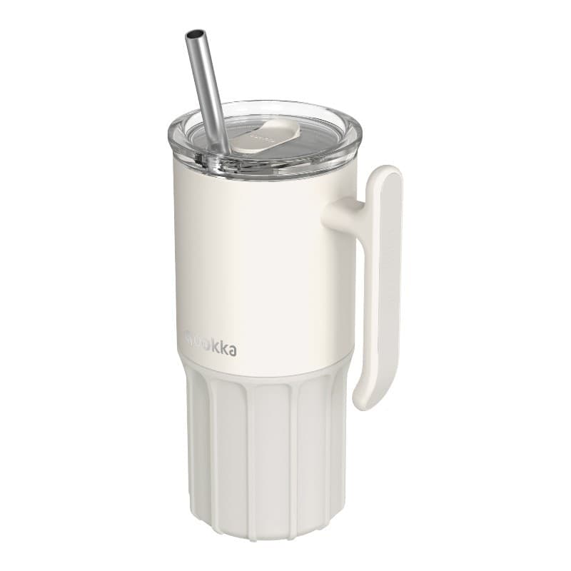 Quokka Umi - Tazza termica in acciaio inox da 720 ml con cannuccia e base in silicone (avorio) - 4