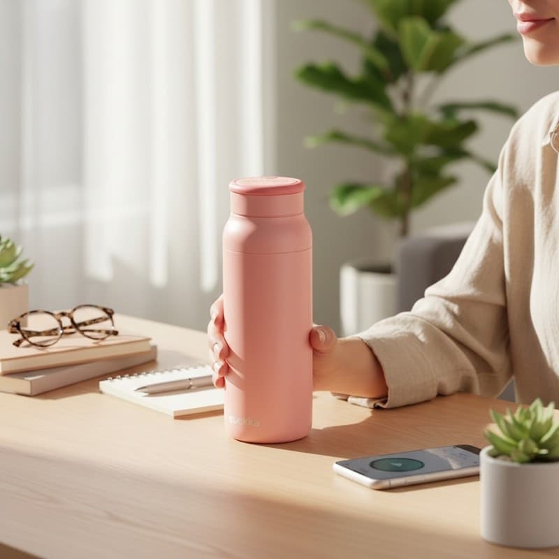 Quokka Echo - Bottiglia in acciaio inossidabile da 690 ml con manico in silicone (rosa) - 5