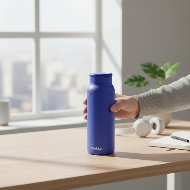Quokka Echo - Bottiglia in acciaio inossidabile da 690 ml con manico in silicone (blu crepuscolo) - 2