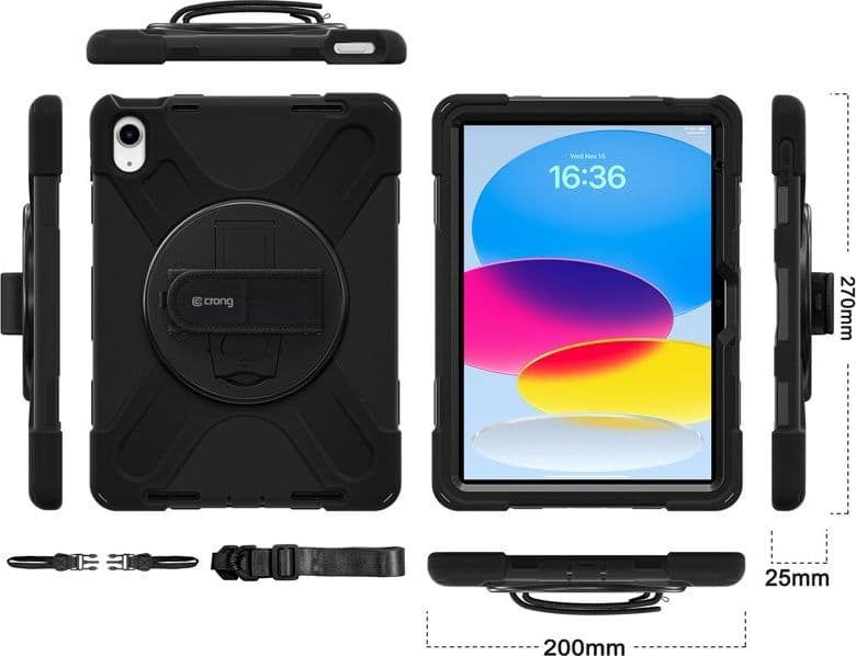 Crong Defender Plus - Custodia blindata per iPad 11" A16 (2025) / 10,9" (2022) (nero) - 20