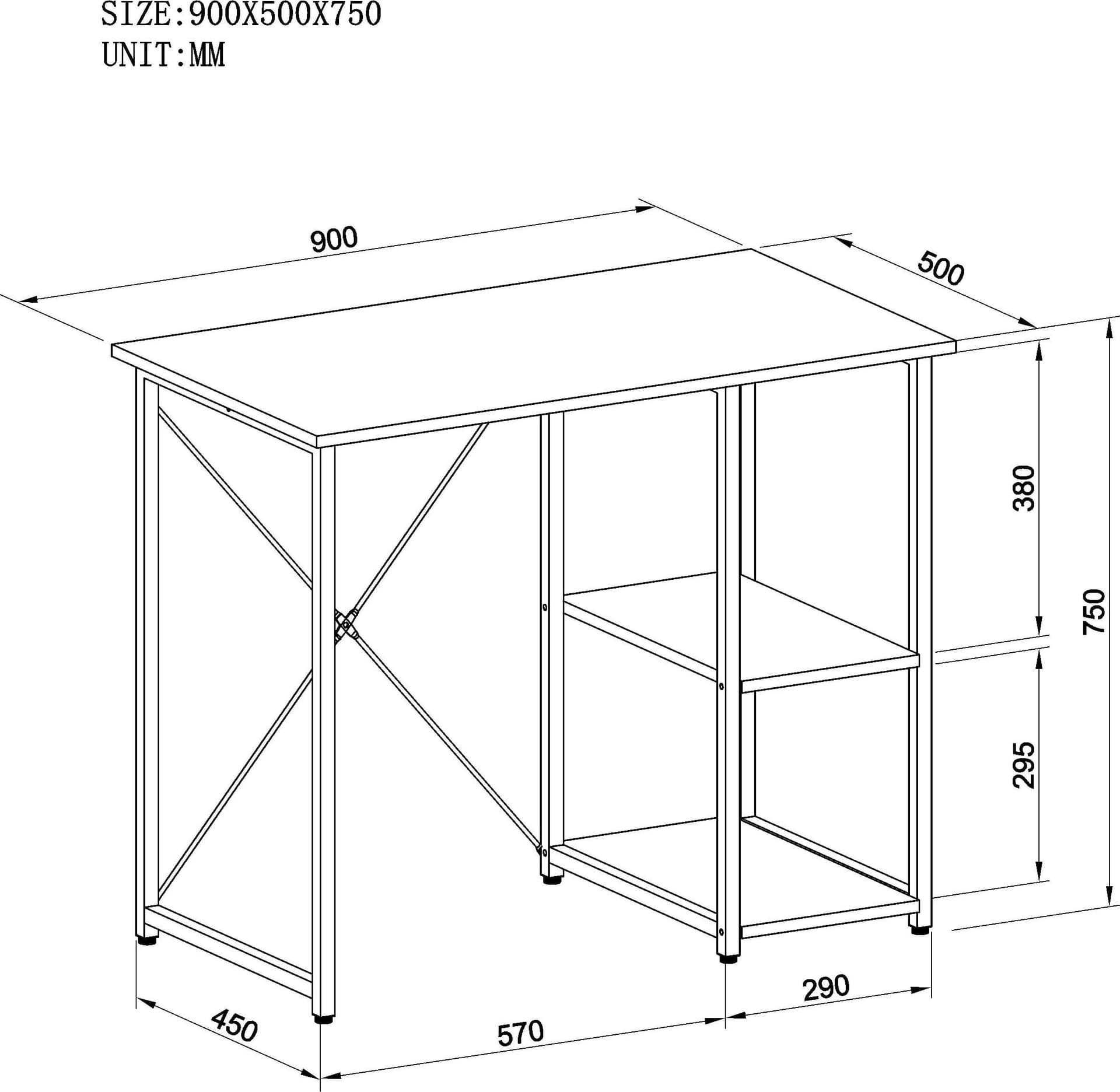 Scrivania per Computer in Metallo con Ripiani Rovere Chiaro e Bianco - 3