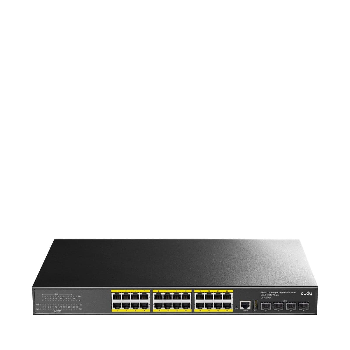 Switch 24 Porte Web-Managed PoE Gigabit L3 con 4 Porte SFP, GS5024PS4 Nero - 3