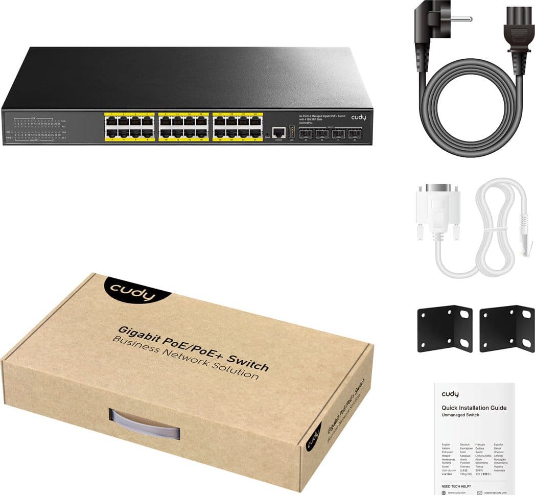 Switch 24 Porte Web-Managed PoE Gigabit L3 con 4 Porte SFP, GS5024PS4 Nero - 5