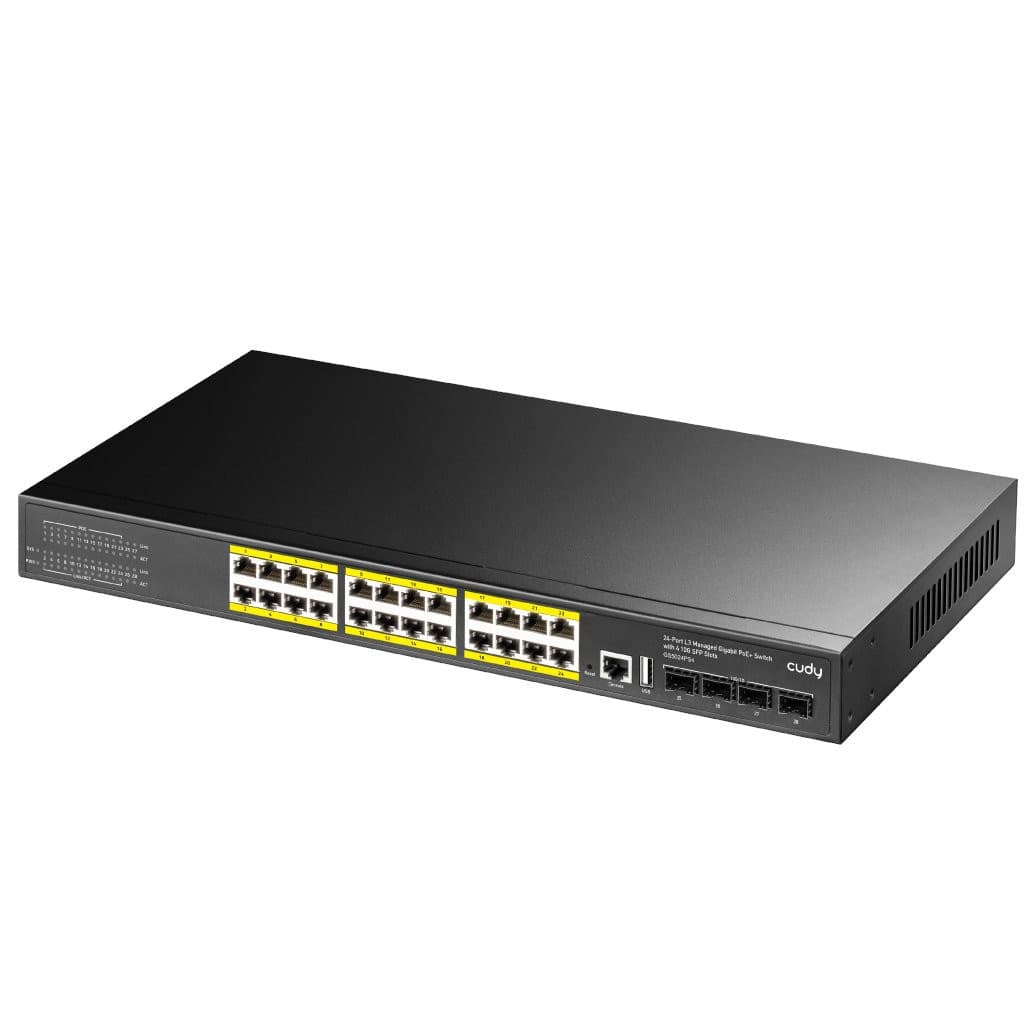 Switch 24 Porte Web-Managed PoE Gigabit L3 con 4 Porte SFP, GS5024PS4 Nero - 8