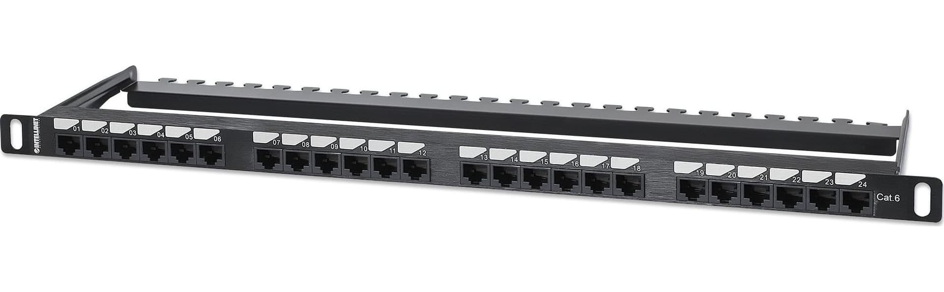 Pannello Patch UTP 24 Posti RJ45 0,5 U Cat. 6 Nero