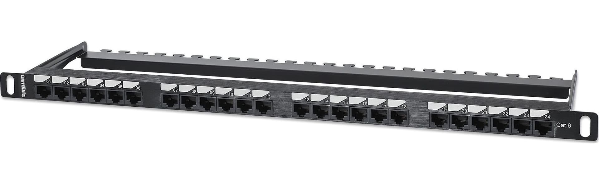 Pannello Patch UTP 24 Posti RJ45 0,5 U Cat. 6 Nero - 10