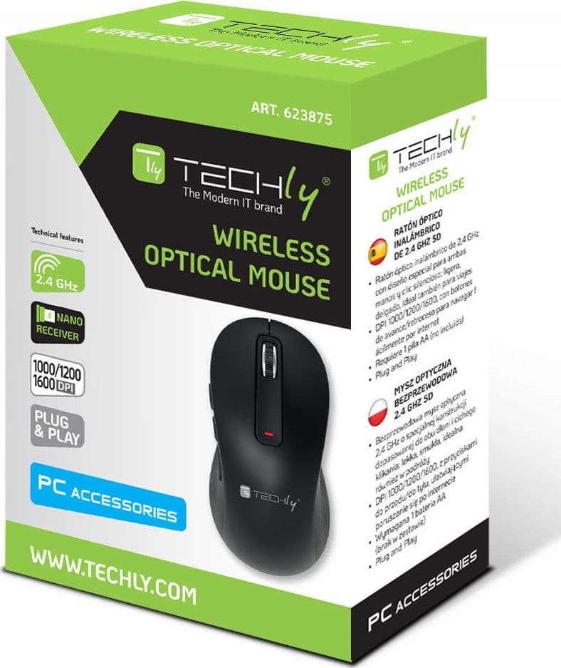 Mouse Ottico Wireless 2.4 GHZ 5D 1000/1200/1600 Dpi Nero - 6