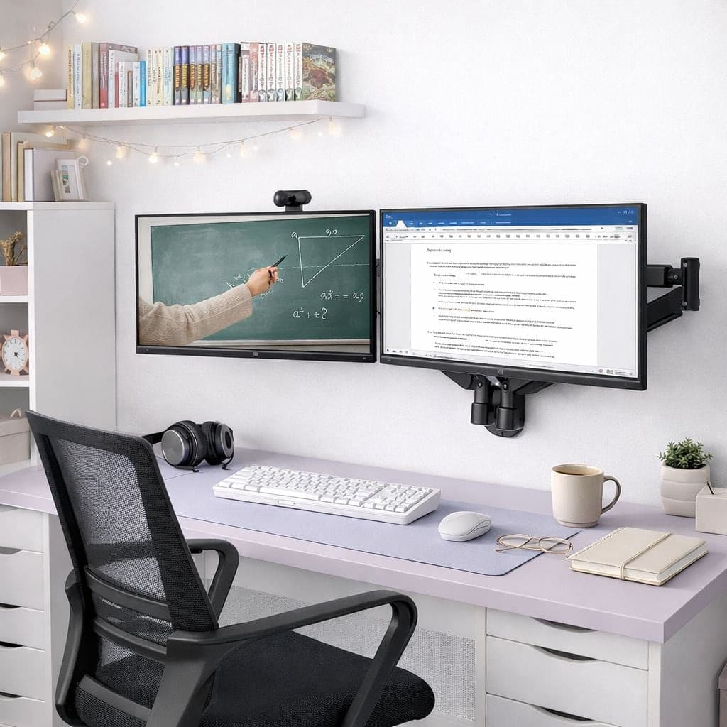 Staffa a Muro con Molla a Gas per due Monitor 13-32'' - 6