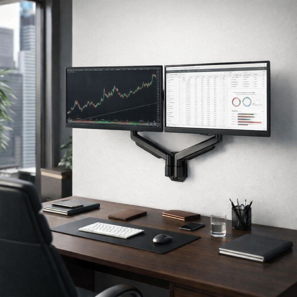 Staffa a Muro con Molla a Gas per due Monitor 13-32'' - 9