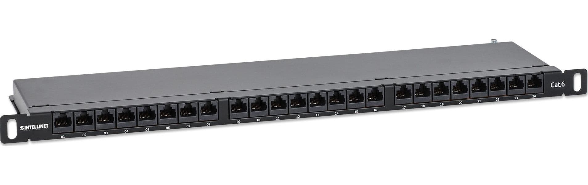 Pannello Patch UTP 24 Posti RJ45 0,5 U Cat. 6 Nero - 7