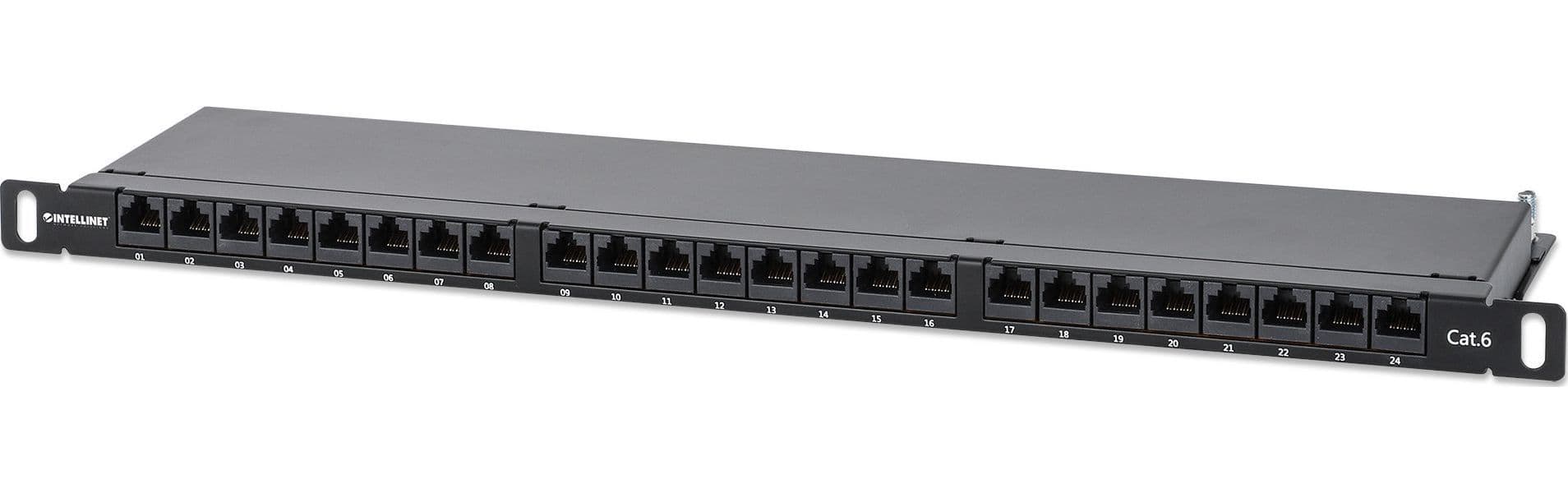 Pannello Patch UTP 24 Posti RJ45 0,5 U Cat. 6 Nero - 8
