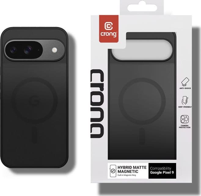 Custodia Crong Hybrid Matte Magnetic - MagSafe per Google Pixel 9 (Nero) - 12