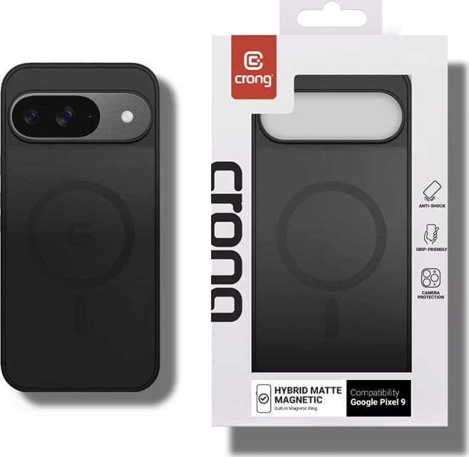 Custodia Crong Hybrid Matte Magnetic - MagSafe per Google Pixel 9 (Nero) - 6