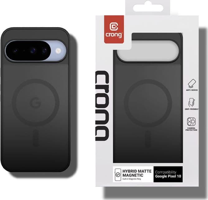 Custodia Crong Hybrid Matte Magnetic - MagSafe per Google Pixel 10 (Nero) - 12