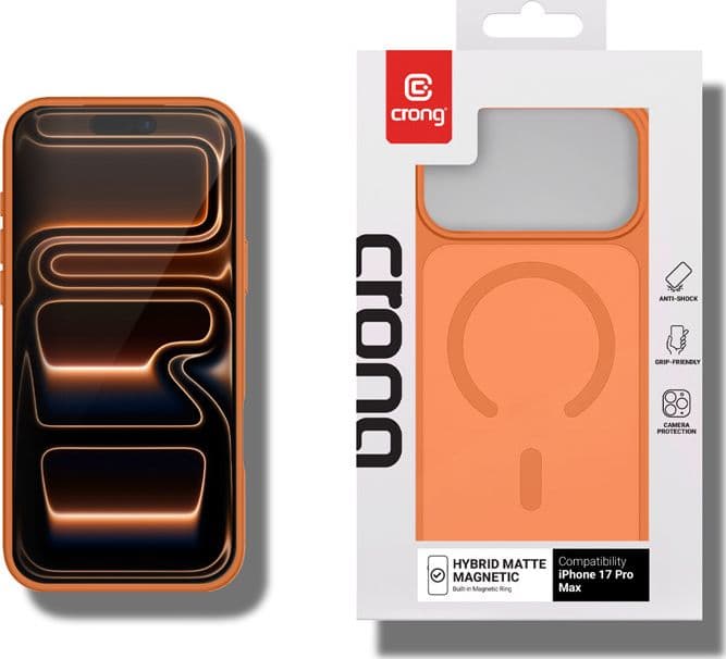 Custodia Crong Hybrid Matte Magnetic - MagSafe per iPhone 17 Pro Max (arancione) - 4