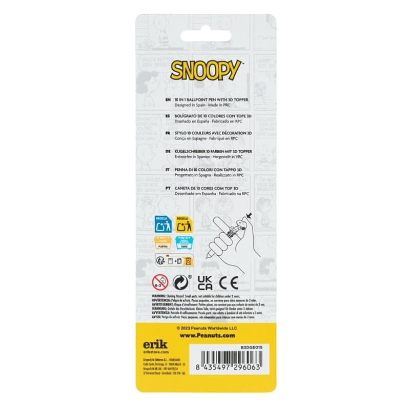 Snoopy - Penna a sfera automatica a 10 colori con personaggio 3D della collezione Lazy Days - 2