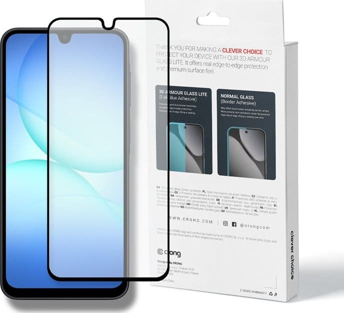 Crong 3D Armour Glass Lite - Vetro temperato Full Glue per Samsung Galaxy A16 / A17 / A26 - 6