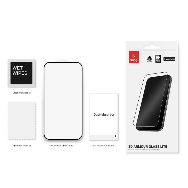 Crong 3D Armor Glass Lite - Vetro temperato Full Glue per Samsung Galaxy A36 / A37 / A56 / A57 / S24 FE / S25 FE - 2