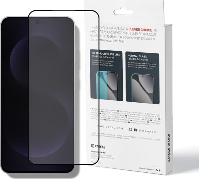 Crong 3D Armor Glass Lite - Vetro temperato Full Glue per Samsung Galaxy A36 / A37 / A56 / A57 / S24 FE / S25 FE - 6