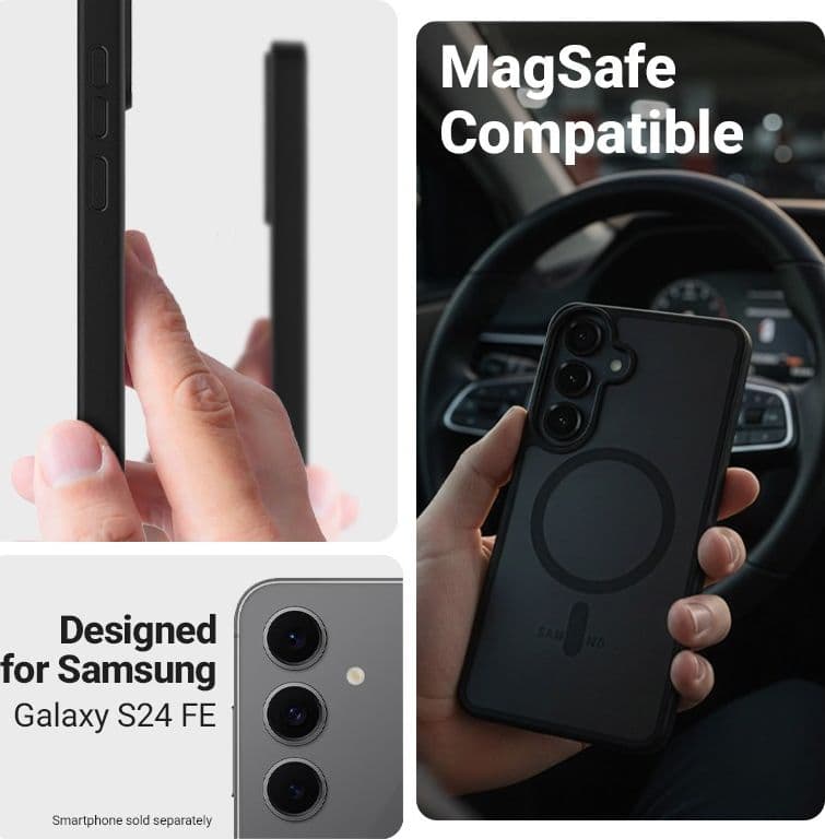 Custodia Crong Hybrid Matte Magnetic - MagSafe per Samsung Galaxy S24 FE (Nero) - 10