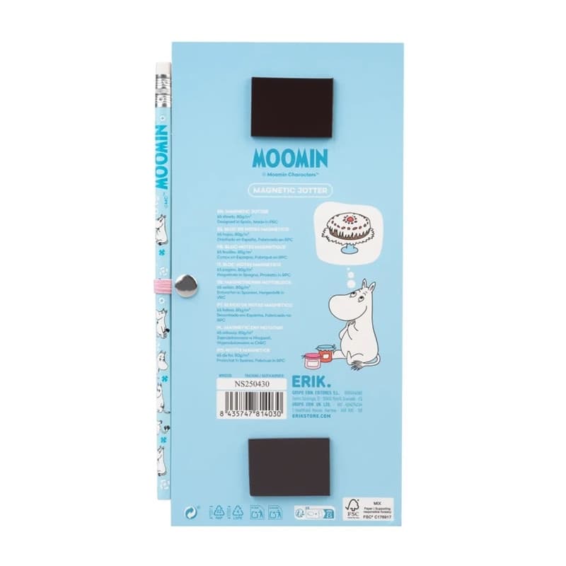Moomins - Quaderno magnetico / lista della spesa per il frigorifero + matita (10 x 21 cm) - 2
