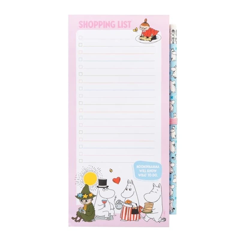 Moomins - Quaderno magnetico / lista della spesa per il frigorifero + matita (10 x 21 cm) - 10