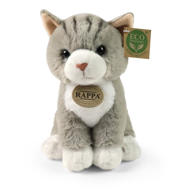 Rappa - Peluche realistico mascotte gatto grigio seduto 23 cm Eco-Friendly Soft Collection - 2