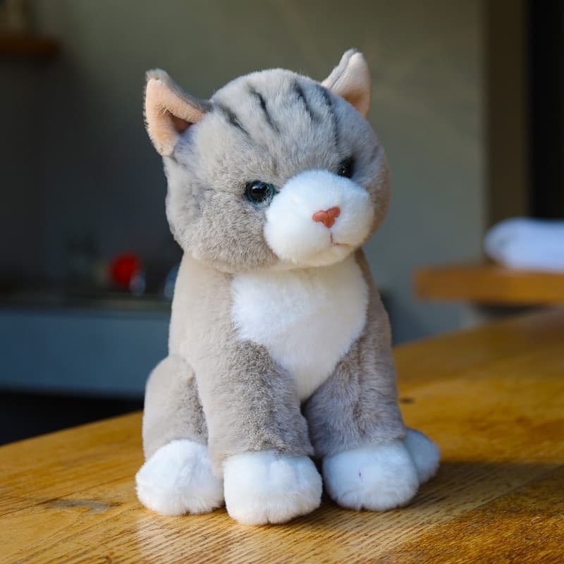 Rappa - Peluche realistico mascotte gatto grigio seduto 23 cm Eco-Friendly Soft Collection - 6