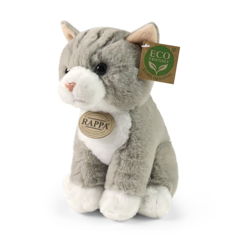 Rappa - Peluche realistico mascotte gatto grigio seduto 23 cm Eco-Friendly Soft Collection - 7