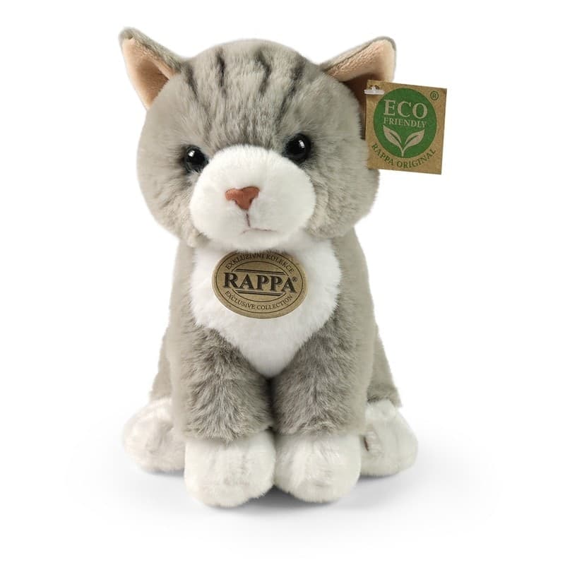 Rappa - Peluche realistico mascotte gatto grigio seduto 23 cm Eco-Friendly Soft Collection - 8
