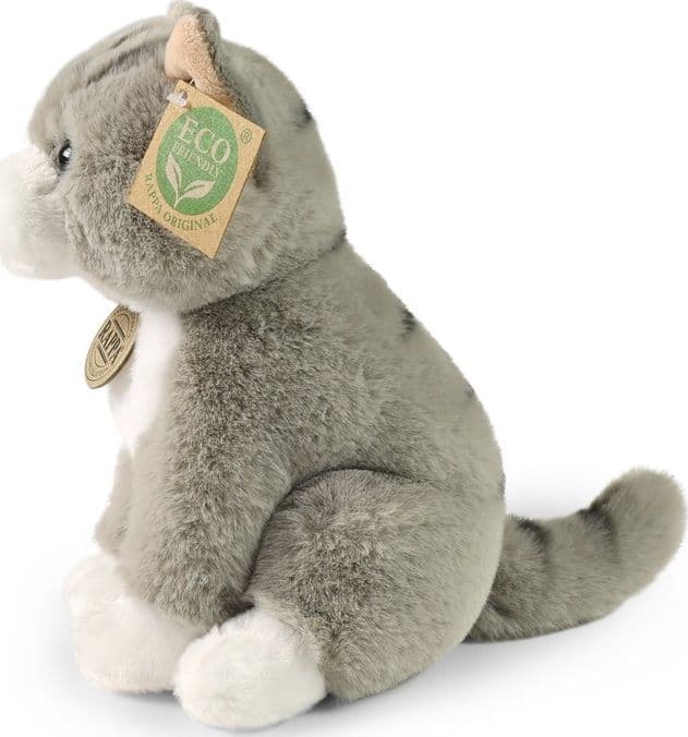 Rappa - Peluche realistico mascotte gatto grigio seduto 23 cm Eco-Friendly Soft Collection - 9