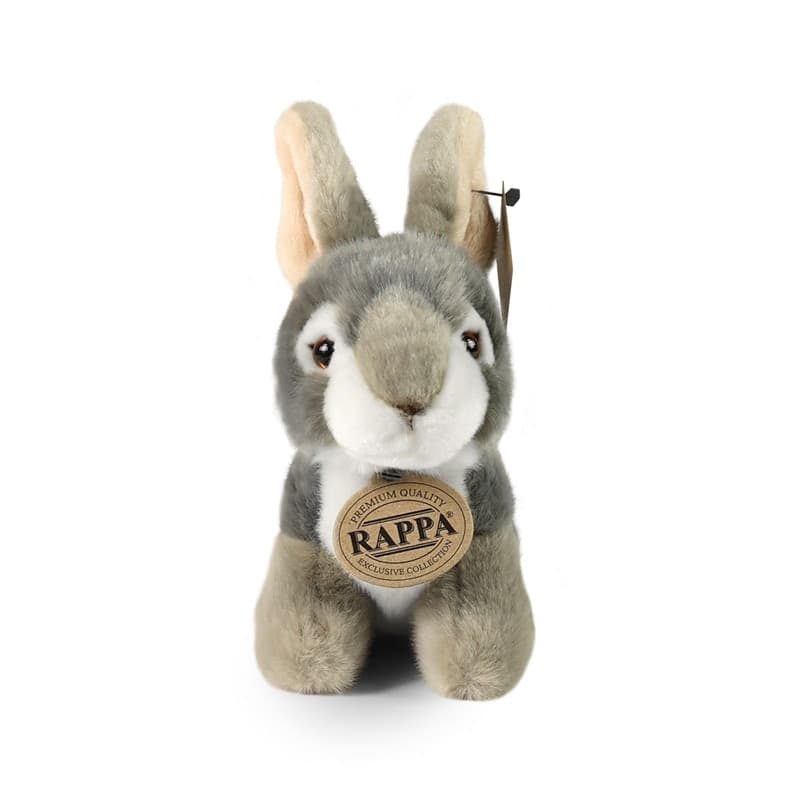 Rappa - Peluche realistico mascotte coniglio grigio seduto 16 cm Eco-Friendly - 2