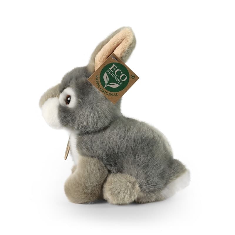 Rappa - Peluche realistico mascotte coniglio grigio seduto 16 cm Eco-Friendly - 3