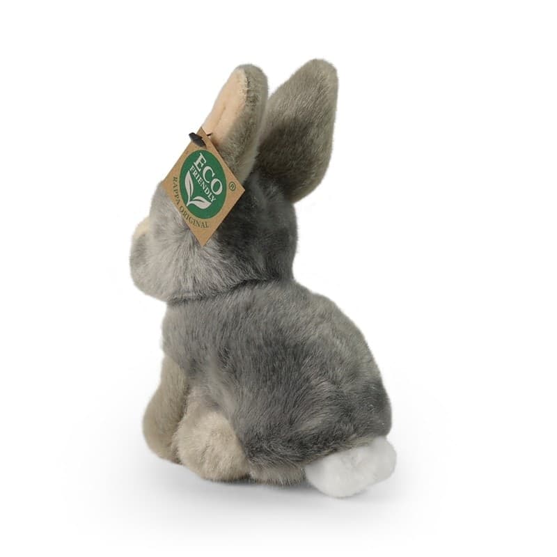 Rappa - Peluche realistico mascotte coniglio grigio seduto 16 cm Eco-Friendly - 8