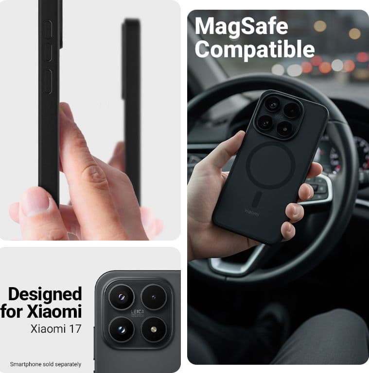 Crong Hybrid Matte Magnetic - Custodia MagSafe per Xiaomi 17 (nera) - 11
