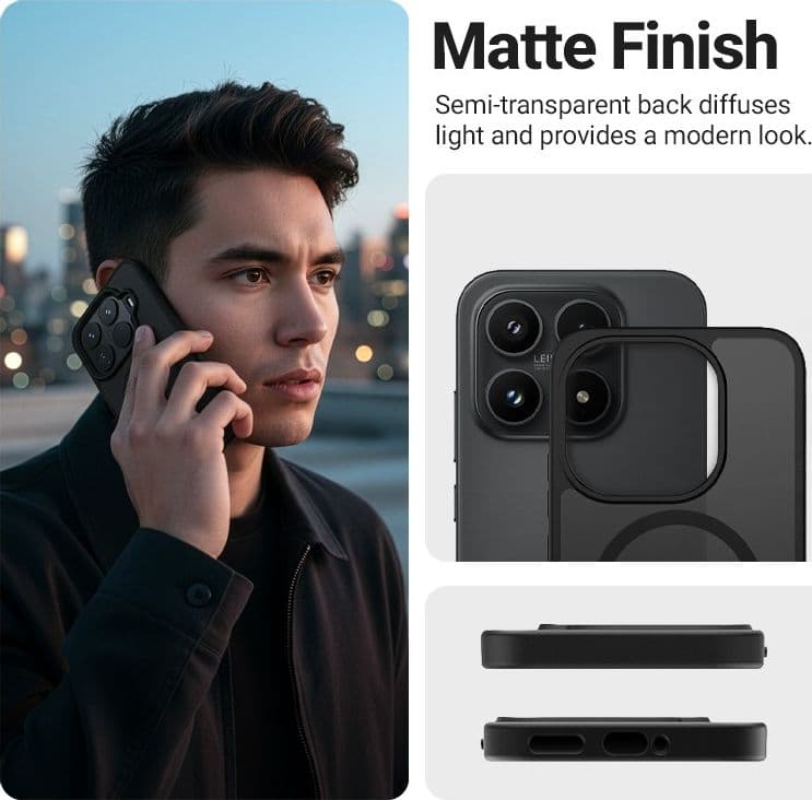 Crong Hybrid Matte Magnetic - Custodia MagSafe per Xiaomi 17 (nera) - 15