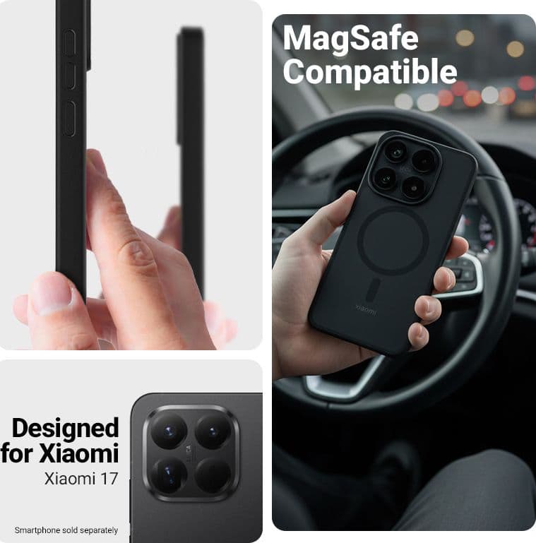 Crong Hybrid Matte Magnetic - Custodia MagSafe per Xiaomi 17 (nera) - 5