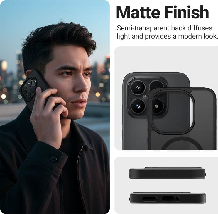 Crong Hybrid Matte Magnetic - Custodia MagSafe per Xiaomi 17 (nera) - 10