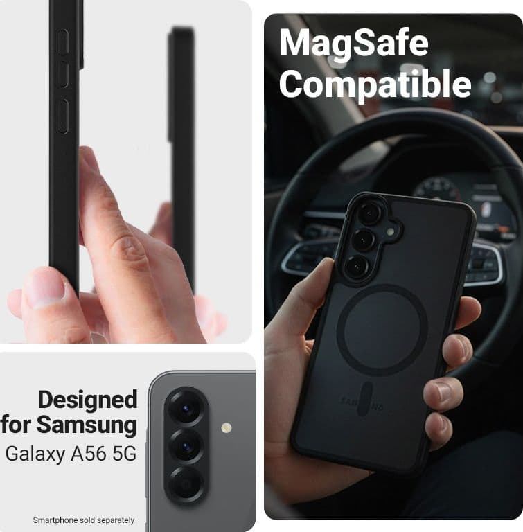 Custodia Crong Hybrid Matte Magnetic - MagSafe per Samsung Galaxy A56 (Nero) - 10
