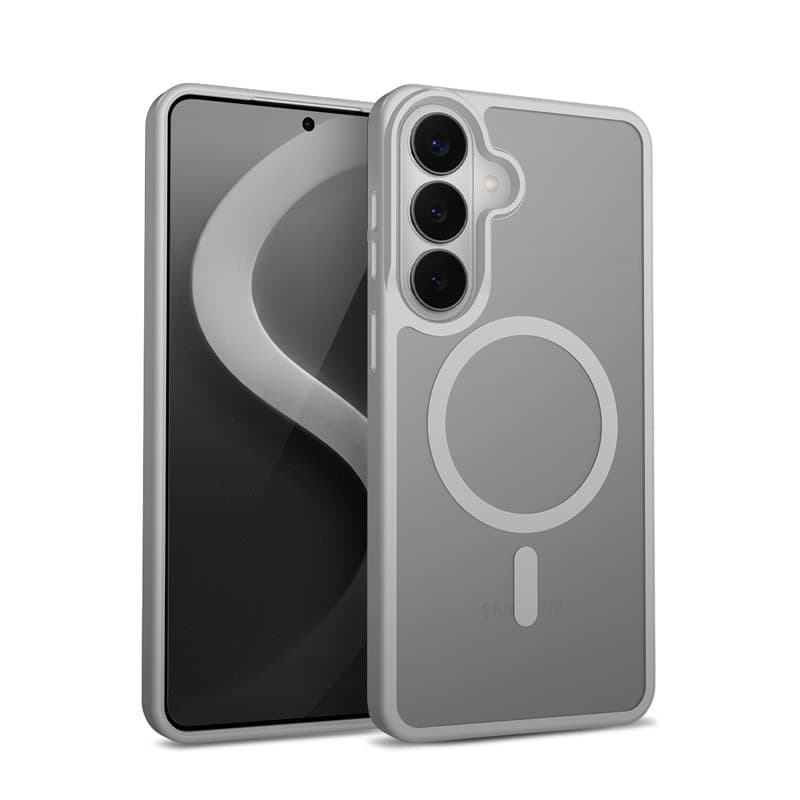 Custodia Crong Hybrid Matte Magnetic - MagSafe per Samsung Galaxy S26 (grigio) - 5