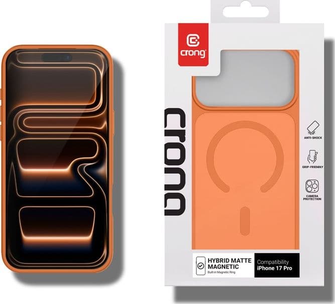 Custodia Crong Hybrid Matte Magnetic - MagSafe per iPhone 17 Pro (Arancione) - 8
