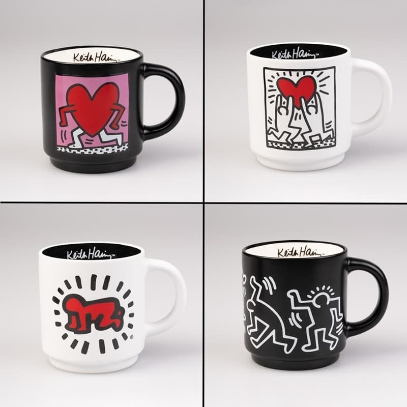 Keith Haring - Set di 4 tazze in ceramica con supporto 300 ml - 2