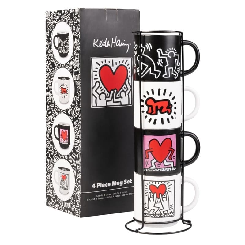 Keith Haring - Set di 4 tazze in ceramica con supporto 300 ml - 3