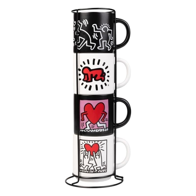 Keith Haring - Set di 4 tazze in ceramica con supporto 300 ml - 8
