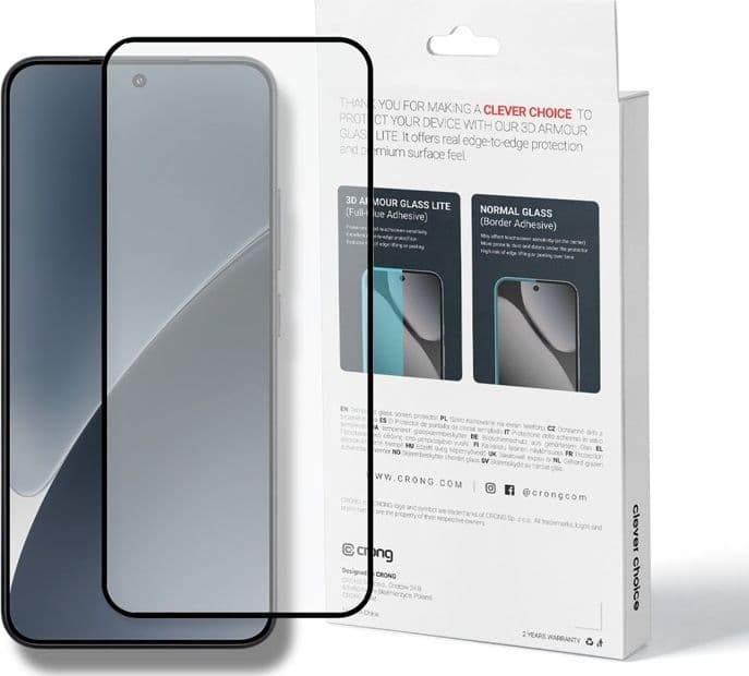 Crong 3D Armour Glass Lite - Vetro temperato Full Glue per Xiaomi 15 - 6
